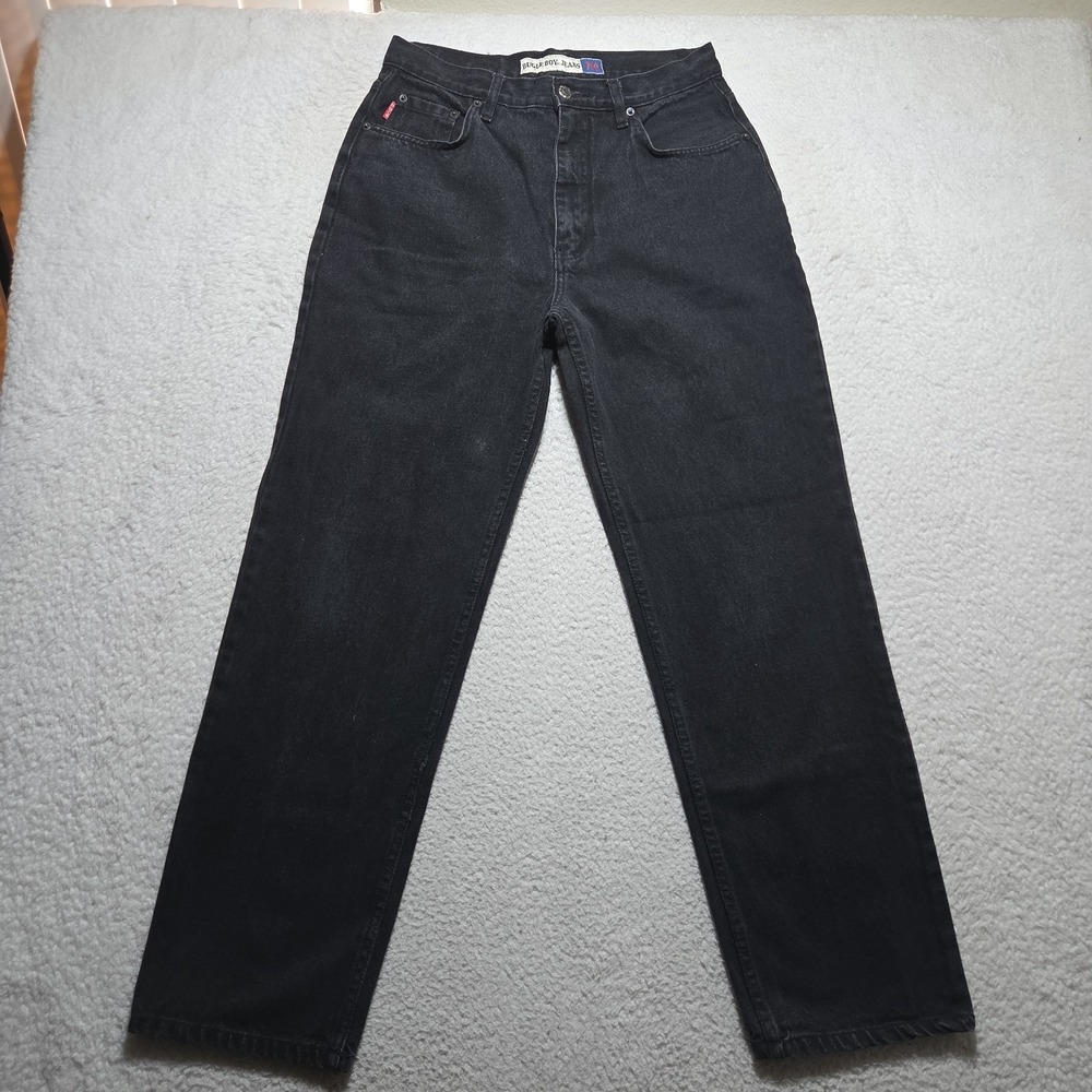 VTG Bugle Boy 750 Jeans Mens 30x30 Black Denim Wide Leg Tapered Y2k
